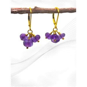 Amethyst Cluster Dangle Earrings